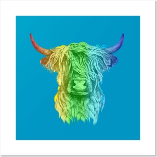 LGBTQ+ Highland Cow - Hand Drawn Illustration Posters and Art